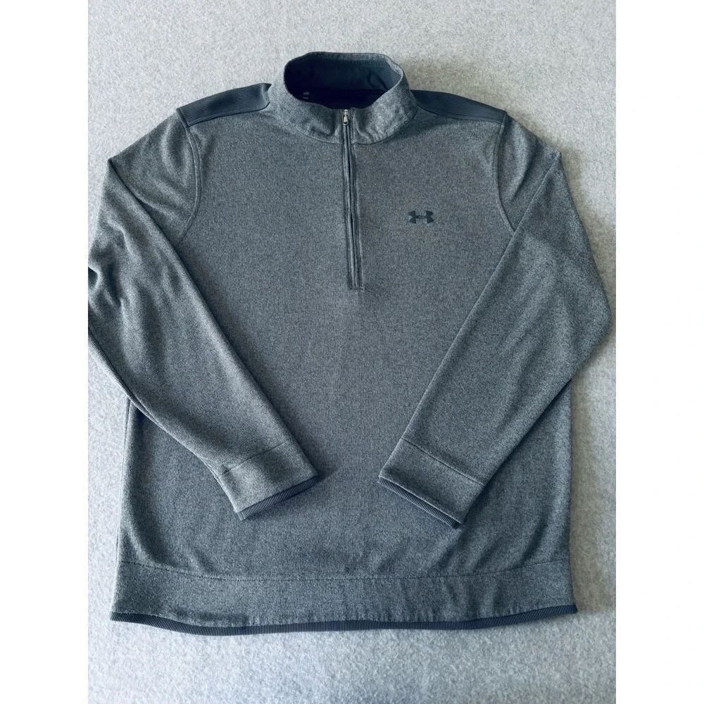 Under Armour Golf Mens 1/4 Zip Fleece Pullover‎ Sweater XL Loose Gray Cold Gear